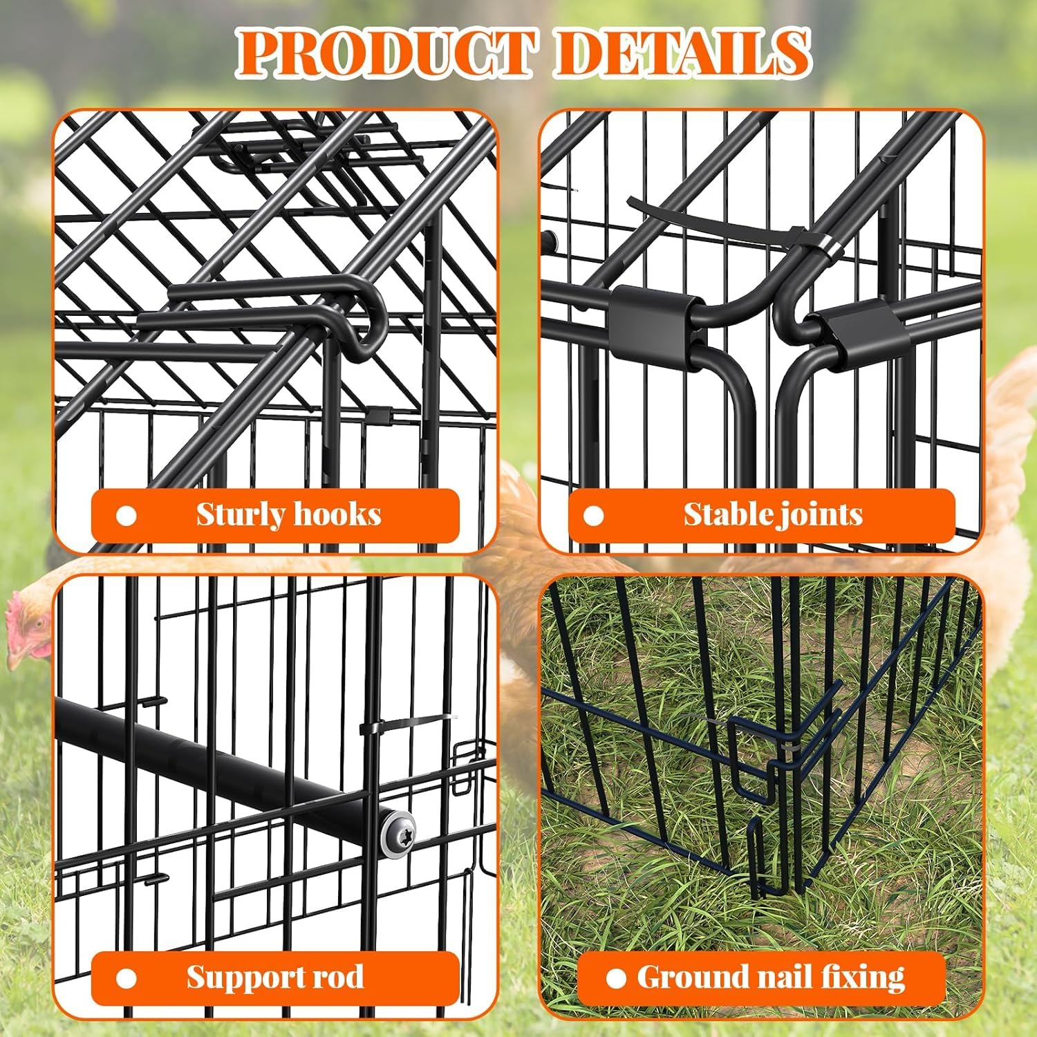 Garvee Chicken Coop 86 in ×40 in Chicken Runs for Yard with Cover Outdoor Metal Chicken Coop for Small Animals Duck Rabbit Hen