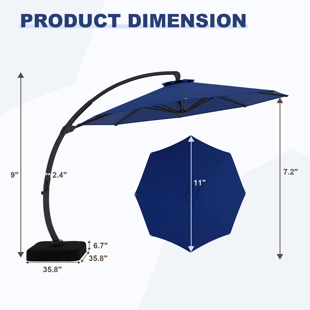 Garvee Large Round Aluminum Offset Umbrella – 360° Rotation, Infinite Tilt, 220g Polyester, Heavy-Duty Rust-Proof Base, Patio Poolside Garden