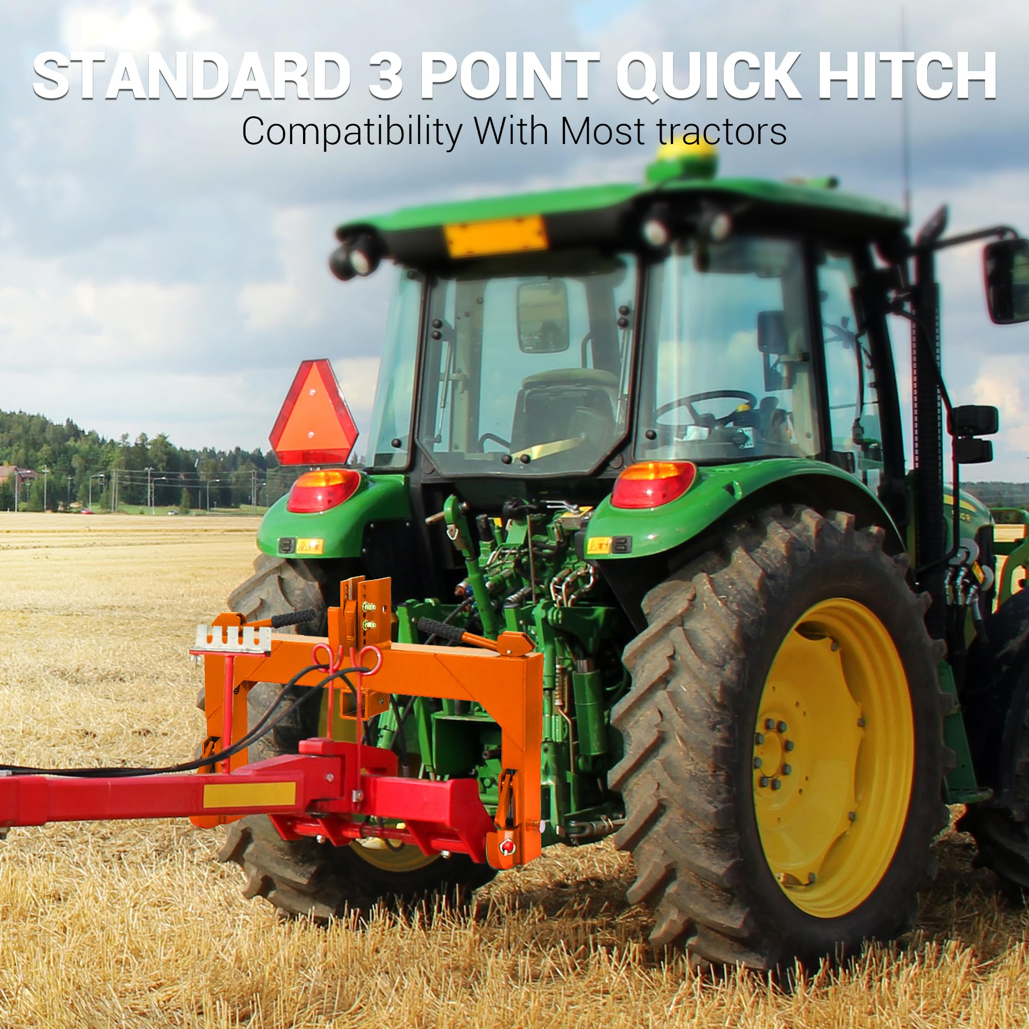 Garvee 3-Point Quick Hitch Tractor Attachment 3000 LBS Lift Capacity 5-Level Adjustable Bolt Reinforced Steel Tubing Category 0 & 1 Farm Use
