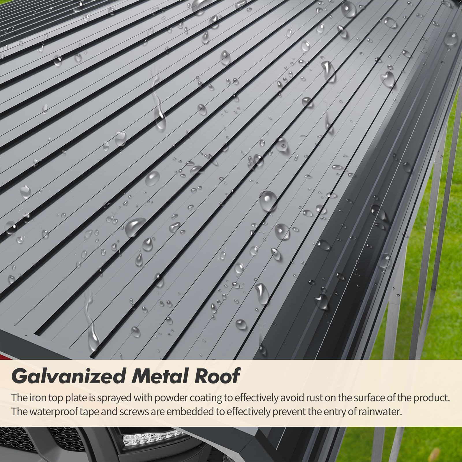 Garvee 12x20 FT Heavy-Duty Metal Carport with Galvanized Steel Roof & Frame, Rust-Resistant, Weatherproof, Stable Base, Easy Assembly, Outdoor Vehicle Shelter