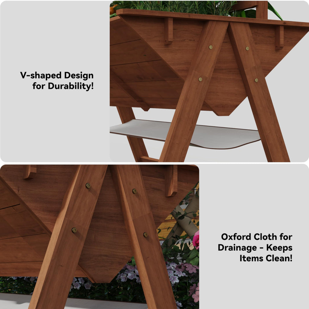 Garvee 52x30x54in Raised Garden Bed with Legs, Elevated Wooden Raised Planter Box with Vine Climbing Trellis Outdoor Standing Growing Bed for Growing Vegetables Flowers Herbs