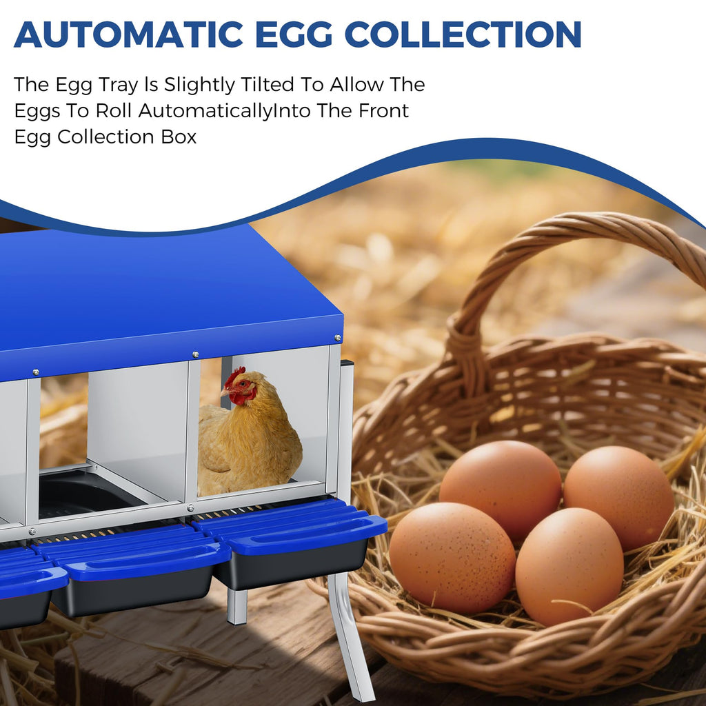 Garvee Chicken Nesting Boxes, 4 Hole with Legs Metal Wall Mount Roll Away Nest with Removable Trays and Roll Out Egg Collection for Chicken Coop