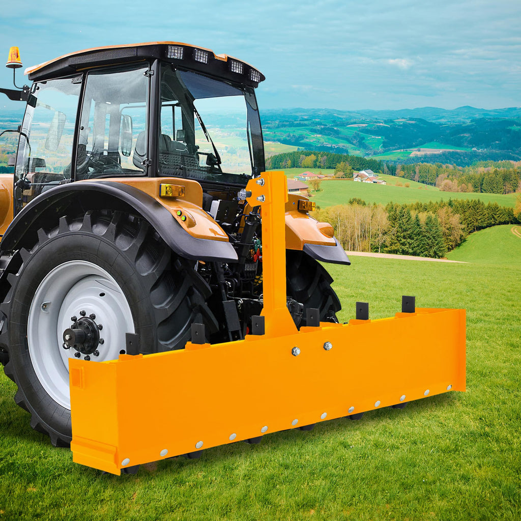 Garvee 3-Point Cultivator with Spring Steel Tines & 55" Box Scraper, Adjustable Cutting Edge, Rust-Proof Steel, Fits CAT-0 & CAT-1 Tractors, Land Leveling