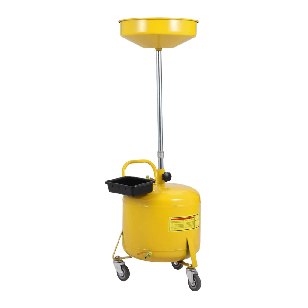 Garvee 8 Gal Portable Waste Oil Drain Change Tank, 15 in Funnel, Adjustable Height 28"-62", 360° Wheels, Built-in Toolbox for Easy Use, Yellow