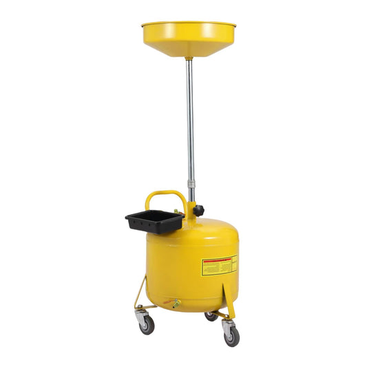 Garvee 8 Gal Portable Waste Oil Drain Change Tank, 15 in Funnel, Adjustable Height 28"-62", 360° Wheels, Built-in Toolbox for Easy Use, Yellow