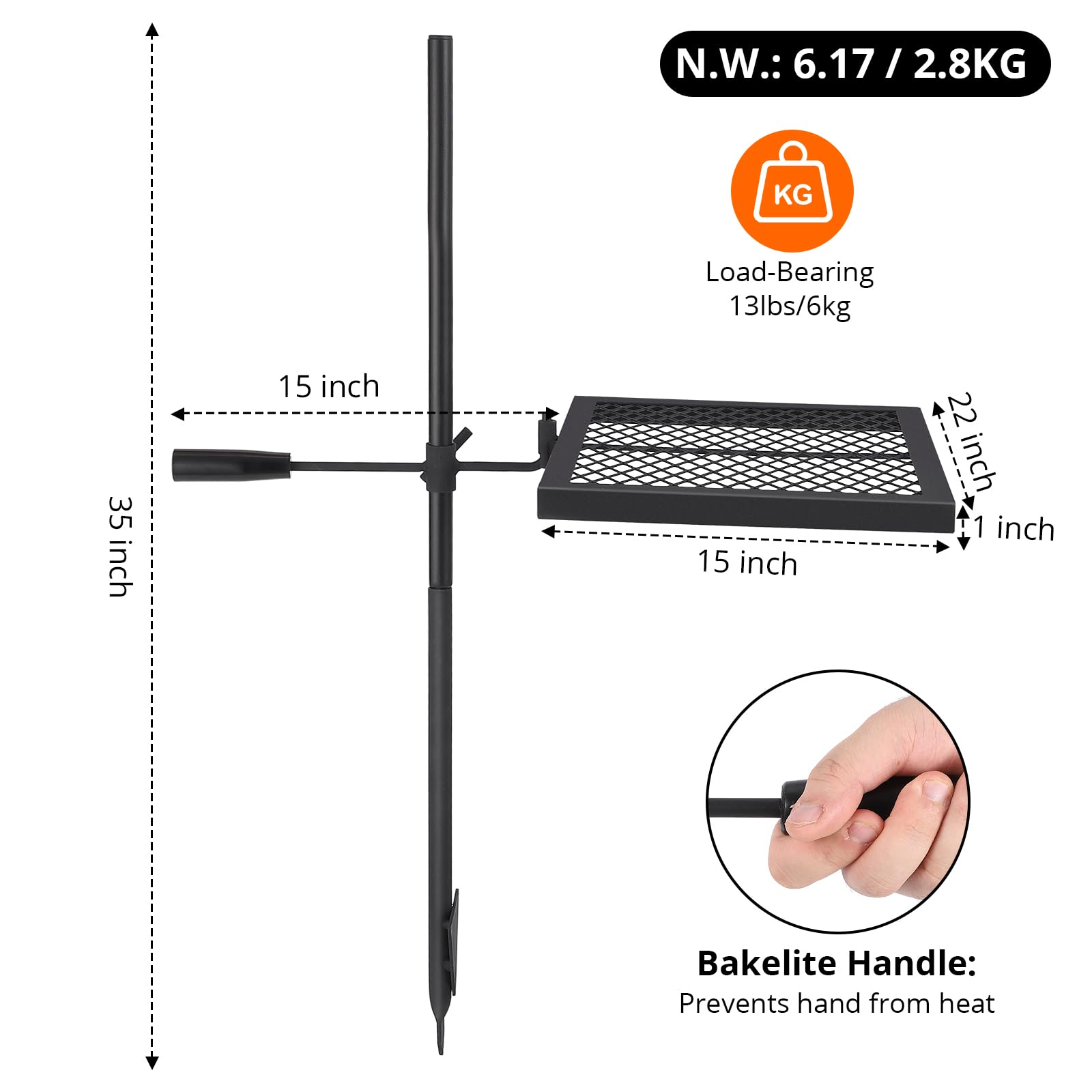 Garvee Alloy Steel Outdoor Grill with 600°F Coating - Heavy-Duty Folding & Freestanding Fire Pit Grates - Complete Accessories Kit - Durable, Portable, Versatile for Camping & Backyard