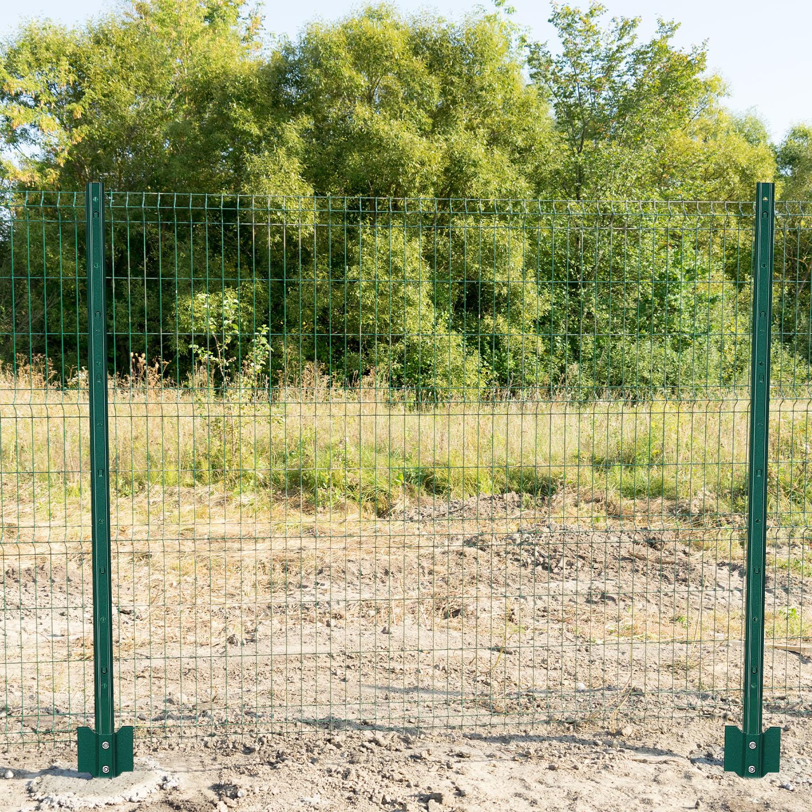 Garvee 6 ft Metal Fence Posts U-Channel Design Heavy Duty 14-Gauge Steel Green Powder-Coated Adjustable Tabs Garden Yard Farm