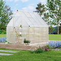 Garvee 6x7 FT Heavy Duty Aluminum Polycarbonate Greenhouse – Large Walk-In Structure, Quick Setup, Roof Vent, Lockable Door, Rain Gutter – Ideal for Patio, Backyard, Garden – Silver