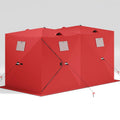 Garvee Insulated Pop-Up Ice Fishing Tent for 5-7 Persons - Spacious Hub-Style Winter Shelter - Waterproof Oxford, Quick Setup, Windproof, Anchors, Ropes, Carry Bag - Red, 141.73×70.8×77.74 Inch | Winter fishing portable shelter