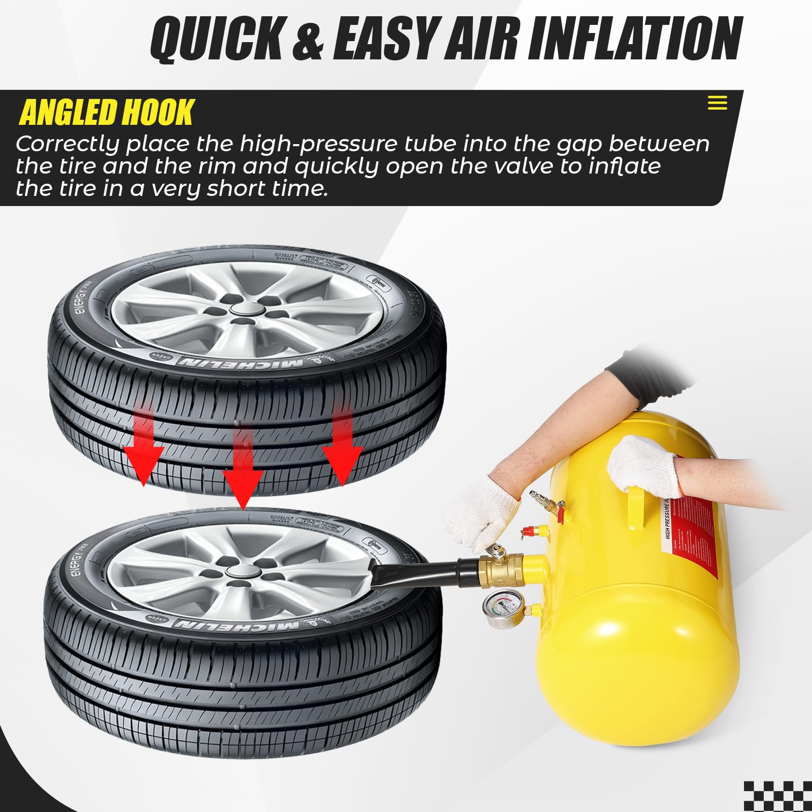 Garvee 10 Gallon Air Tire Bead Seater, Tire Bead Blaster w/Pressure Gauge & Handle, 145PSI Tire Burst Inflation Sealer Seater, Blaster Tool Seating Tire Inflator Car Truck ATV Tank