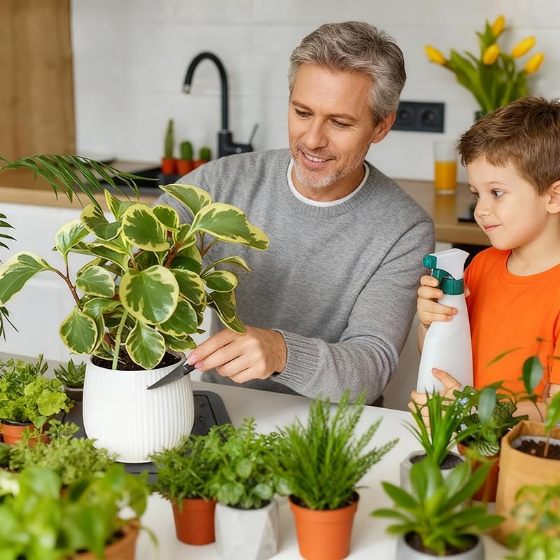 Garvee Diatomite Plant Saucer, Fast-Absorbing Plant Pot Tray with Deep Grooves, Natural Stone Drainage Tray for Indoor Plants, Decorative Holder for Soap & Sponge, Easy to Clean with Sandpaper, Eco-Friendly