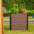 Garvee 25" × 25" × 23" Wood-Look Composite Raised Garden Bed, Open-Bottom Planter Box for Vegetables & Herbs, Brown