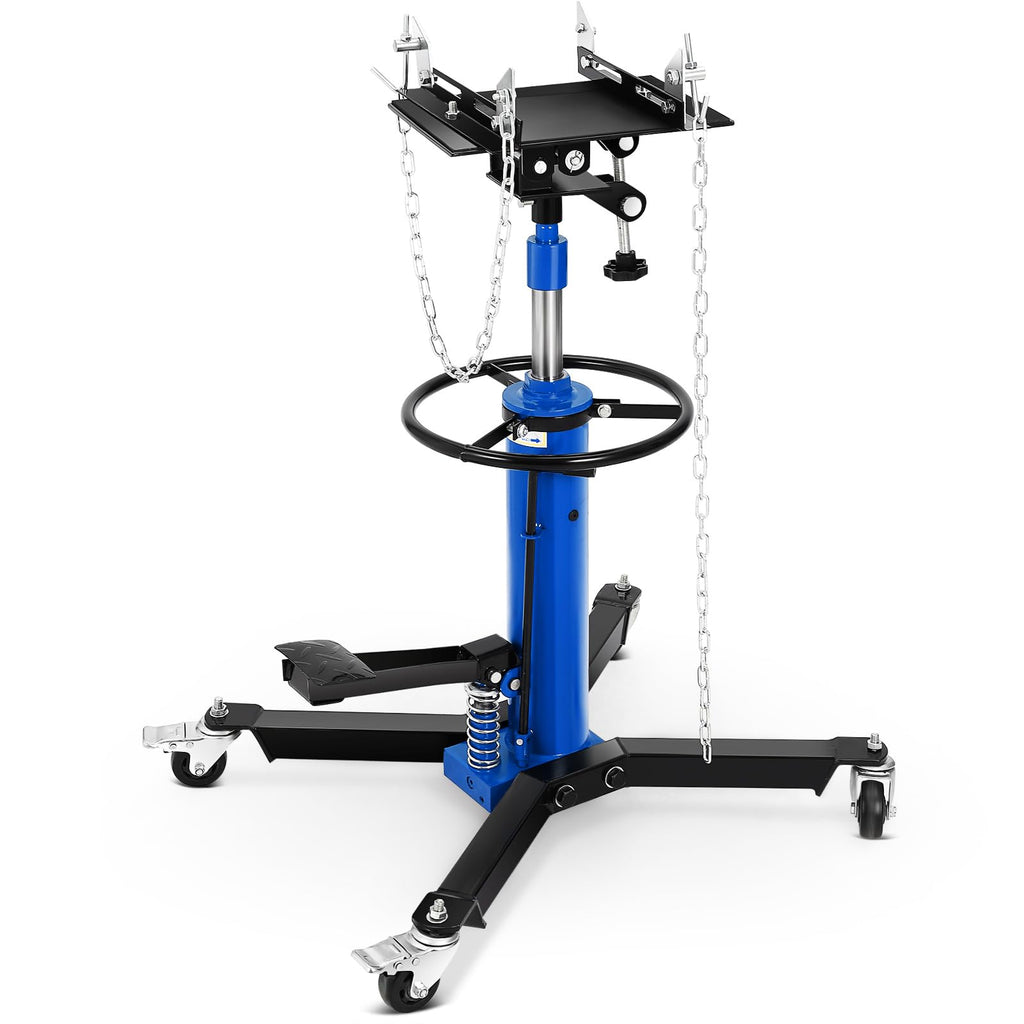 Garvee Transmission Jack 1322 lbs Capacity 2-Stage Hydraulic Steel 360° Swivel Wheels Foot Pedal Adjustable 34-68" Garage Use