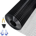 Garvee 48"x100' 19-Gauge Black Vinyl-Coated Wire Mesh - Welded Hardware Cloth w/Gloves & Plier 1/2" Galvanized for Gardens/Coops