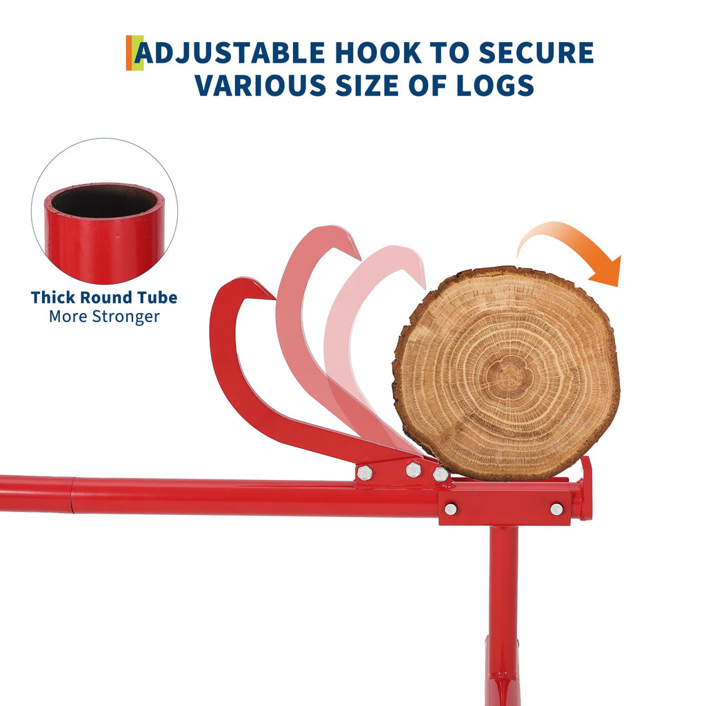 Garvee 48" Cant Hook Logging Tool with Rubber Grip, Adjustable Heavy-Duty Steel Log Roller, Powder-Coated Carbon Steel, Ergonomic Handle, Forestry Logging