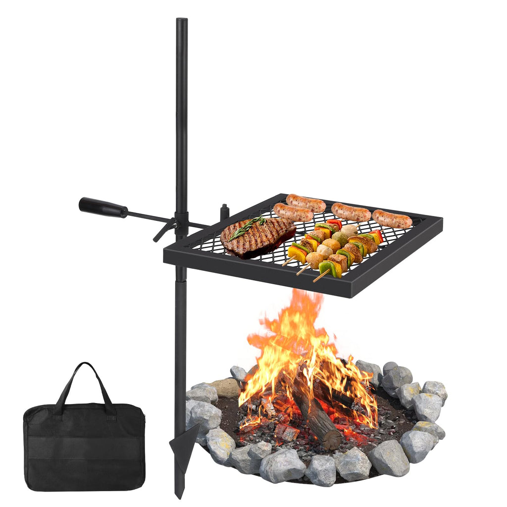 Garvee Alloy Steel Outdoor Grill with 600°F Coating - Heavy-Duty Folding & Freestanding Fire Pit Grates - Complete Accessories Kit - Durable, Portable, Versatile for Camping & Backyard