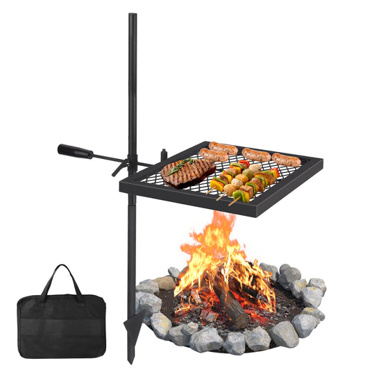 Garvee Alloy Steel Outdoor Grill with 600°F Coating - Heavy-Duty Folding & Freestanding Fire Pit Grates - Complete Accessories Kit - Durable, Portable, Versatile for Camping & Backyard