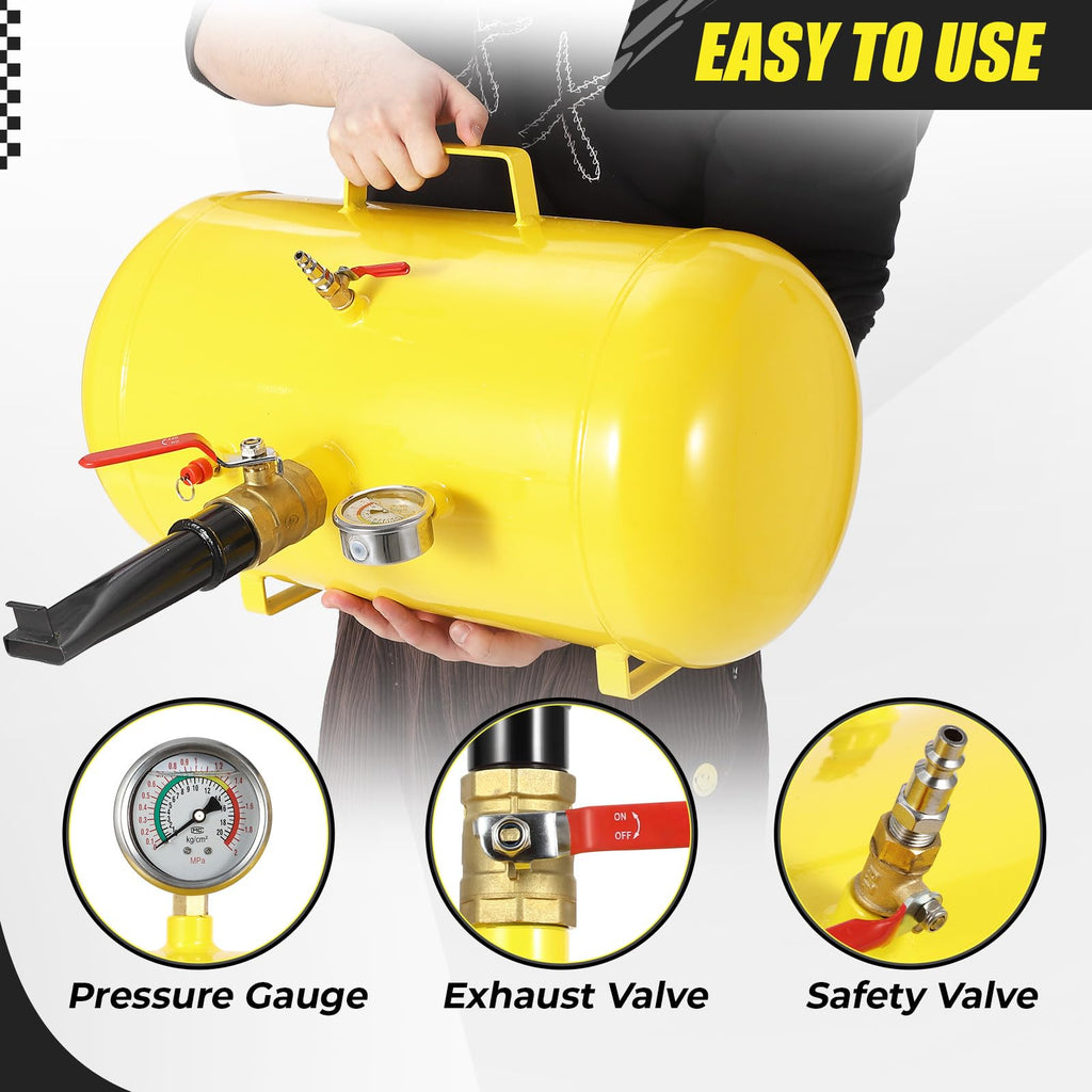 Garvee 10 Gallon Air Tire Bead Seater, Tire Bead Blaster w/Pressure Gauge & Handle, 145PSI Tire Burst Inflation Sealer Seater, Blaster Tool Seating Tire Inflator Car Truck ATV Tank