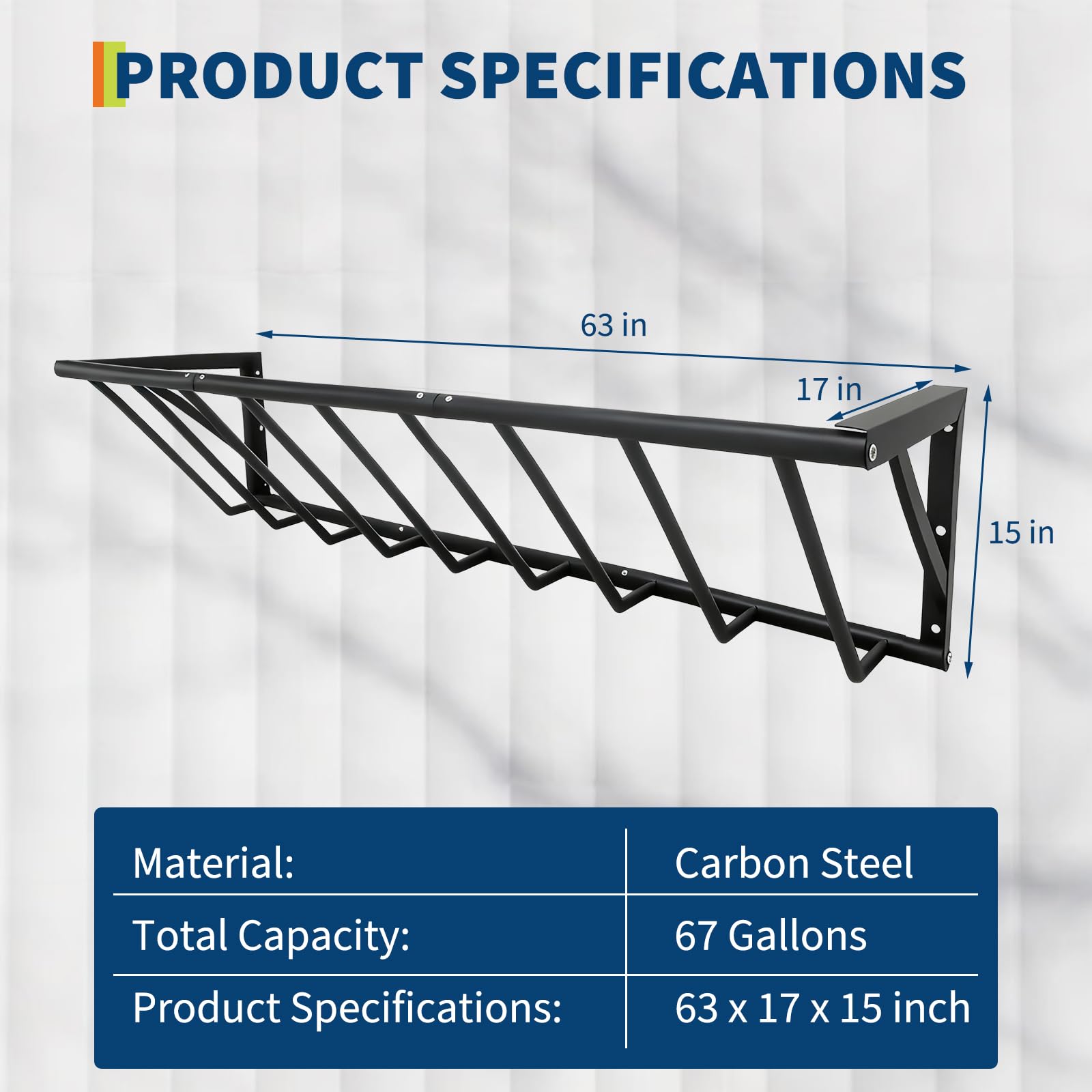 Garvee Wall Mount Hay Rack Livestock Feeder 63" Long 67 Gallon Capacity Heavy Duty Carbon Steel Easy Install Rust-Resistant Indoor Outdoor Use
