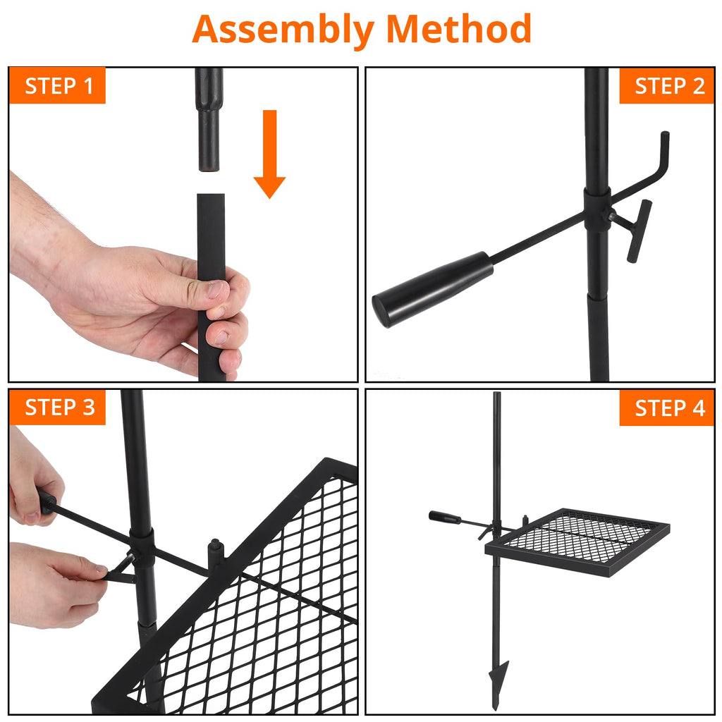 Garvee Alloy Steel Outdoor Grill with 600°F Coating - Heavy-Duty Folding & Freestanding Fire Pit Grates - Complete Accessories Kit - Durable, Portable, Versatile for Camping & Backyard