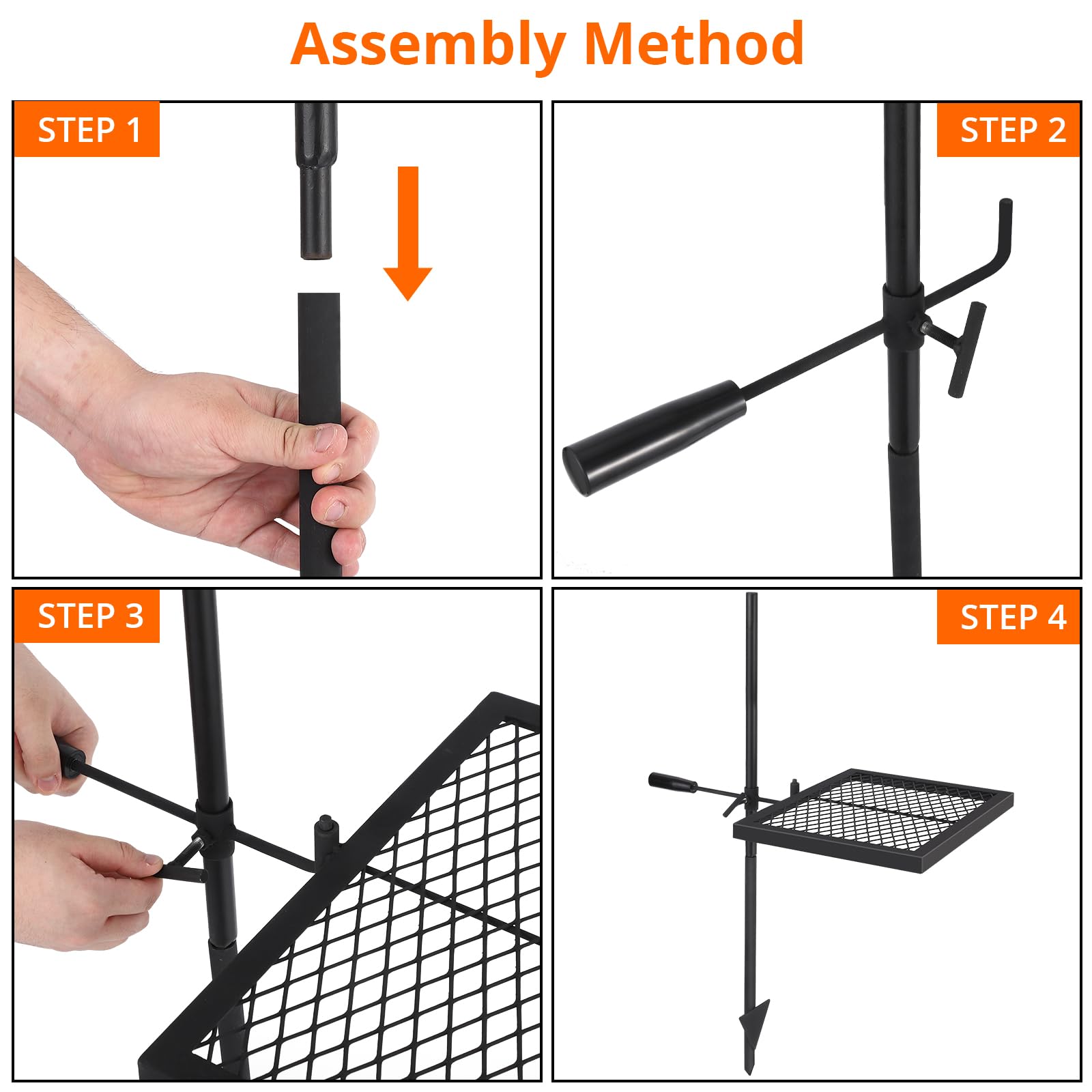 Garvee Alloy Steel Outdoor Grill with 600°F Coating - Heavy-Duty Folding & Freestanding Fire Pit Grates - Complete Accessories Kit - Durable, Portable, Versatile for Camping & Backyard