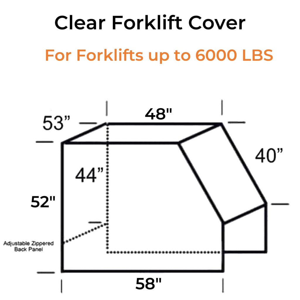 Garvee Clear Forklift Cover 57x47x52 Universal Fit Heavy Duty Waterproof 600D Oxford PVC Tear-Resistant Elastic Hem Adjustable Straps Outdoor Warehouse