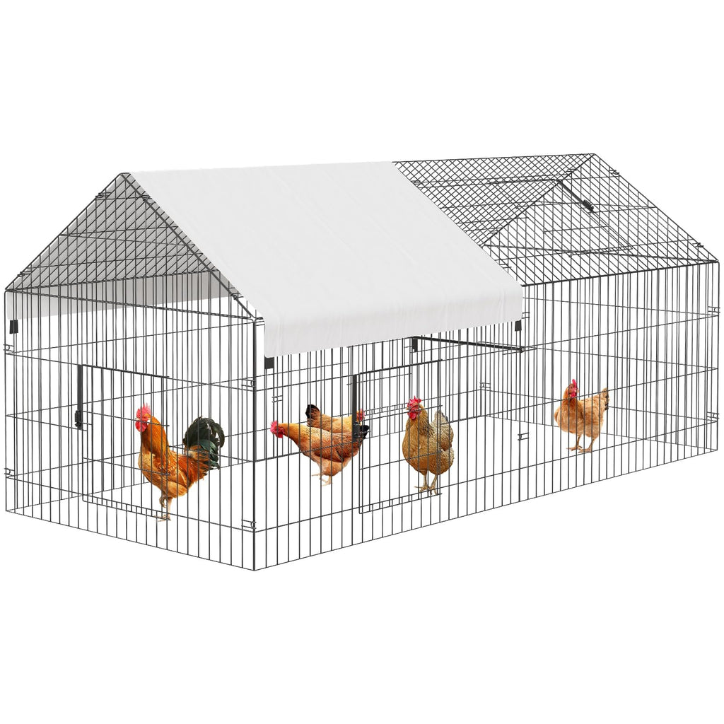 GARVEE 7.1'x3.2'x3.2' Large Walk-in Chicken Coop - Galvanized Steel with Waterproof Cover & Security Lock, Ventilated Outdoor Design