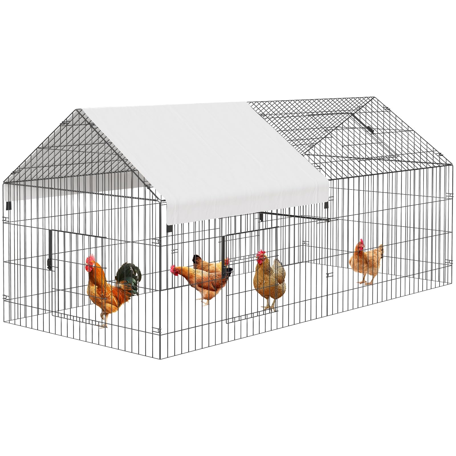 GARVEE 7.1'x3.2'x3.2' Large Walk-in Chicken Coop - Galvanized Steel with Waterproof Cover & Security Lock, Ventilated Outdoor Design
