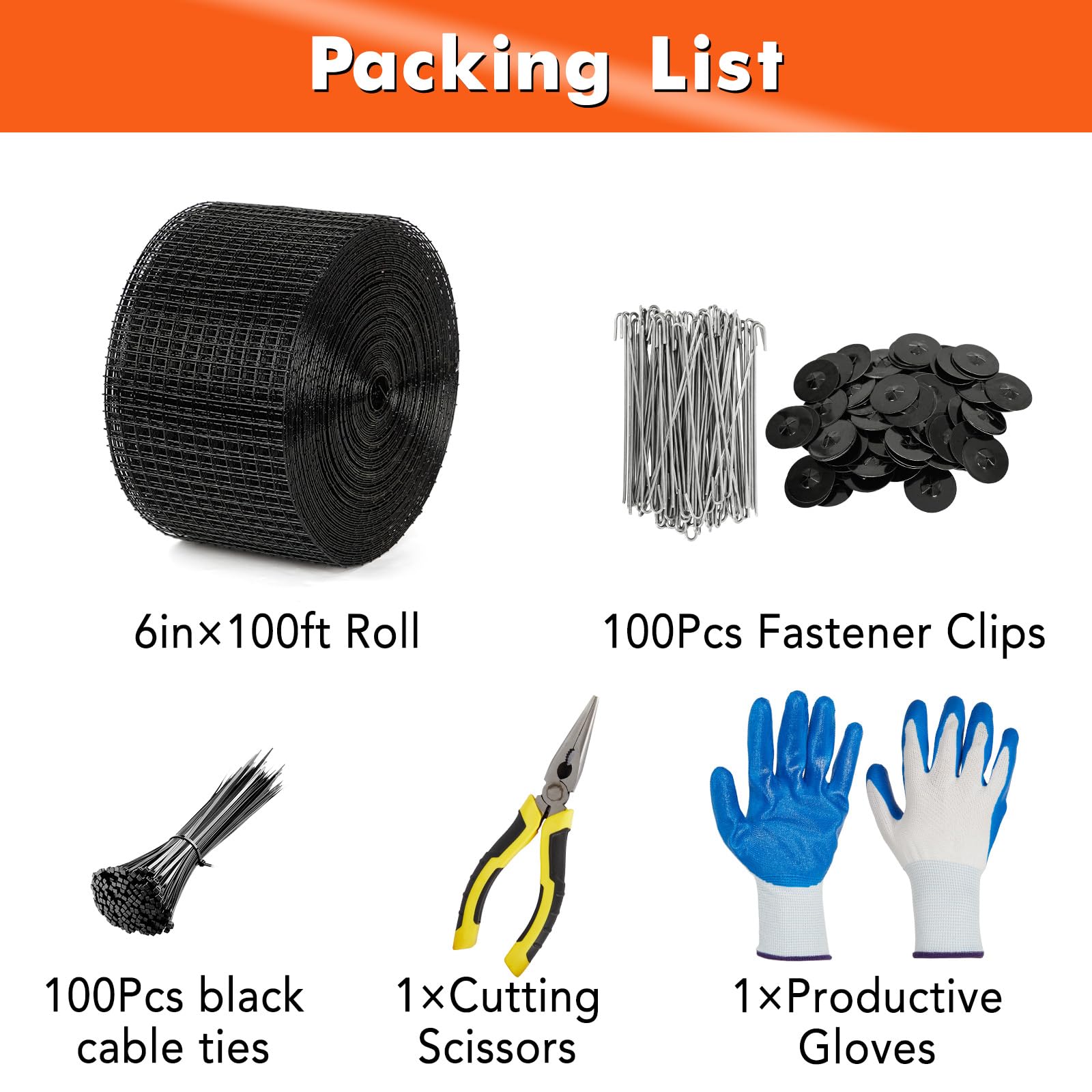 Garvee Solar Panel Critter Guard Mesh 6”x100' PVC Coated Wire Heavy Duty ½-Inch Grid with Clips, Cable Ties, Gloves, Pliers for Outdoor Pest Protection