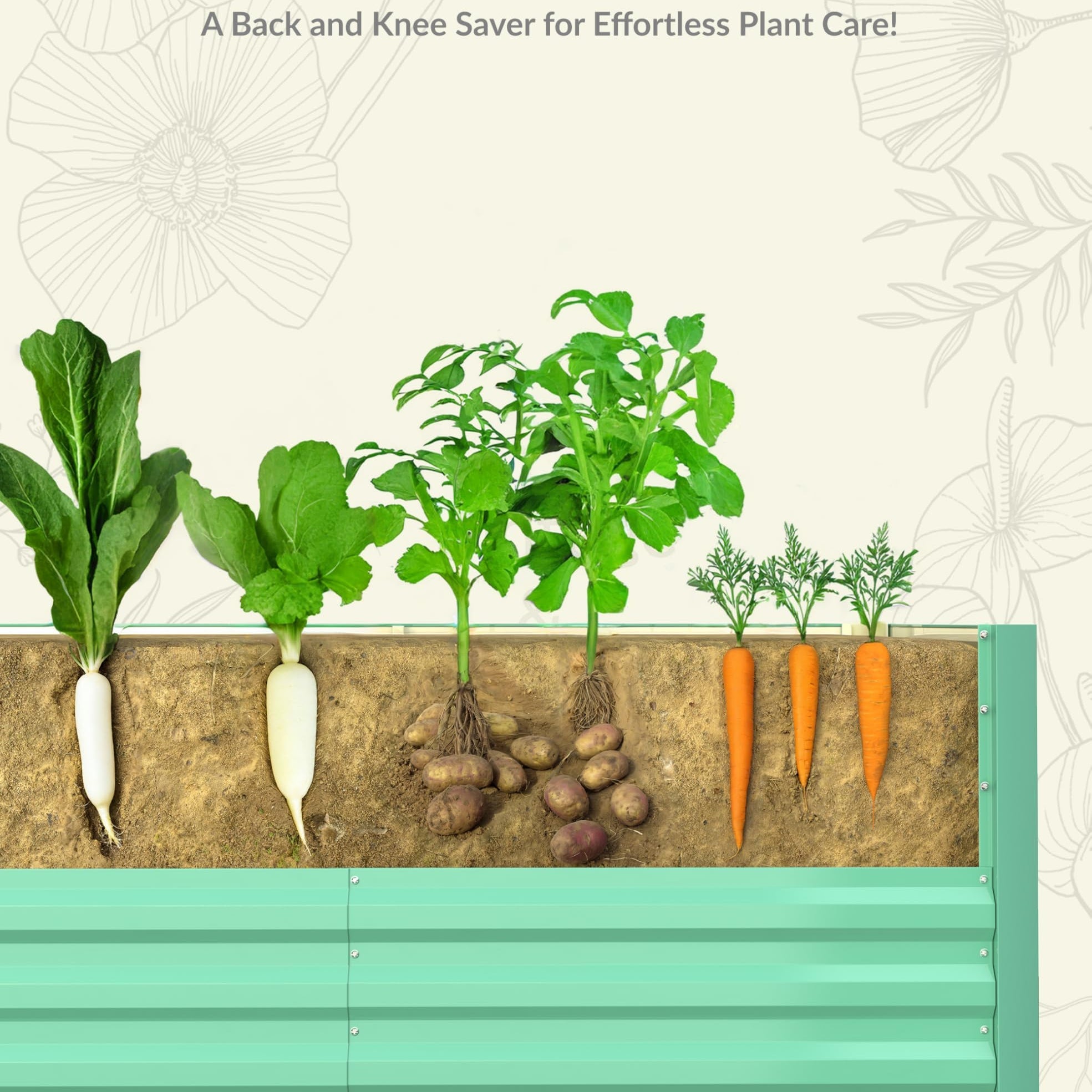 Garvee 8 × 4 × 2 ft Galvanized Raised Garden Bed, 0.5 mm Metal Planter Box with Open Bottom & X-Brace, 32 sq ft Deep Root Garden Bed for Vegetables, Herbs & Flowers, Green