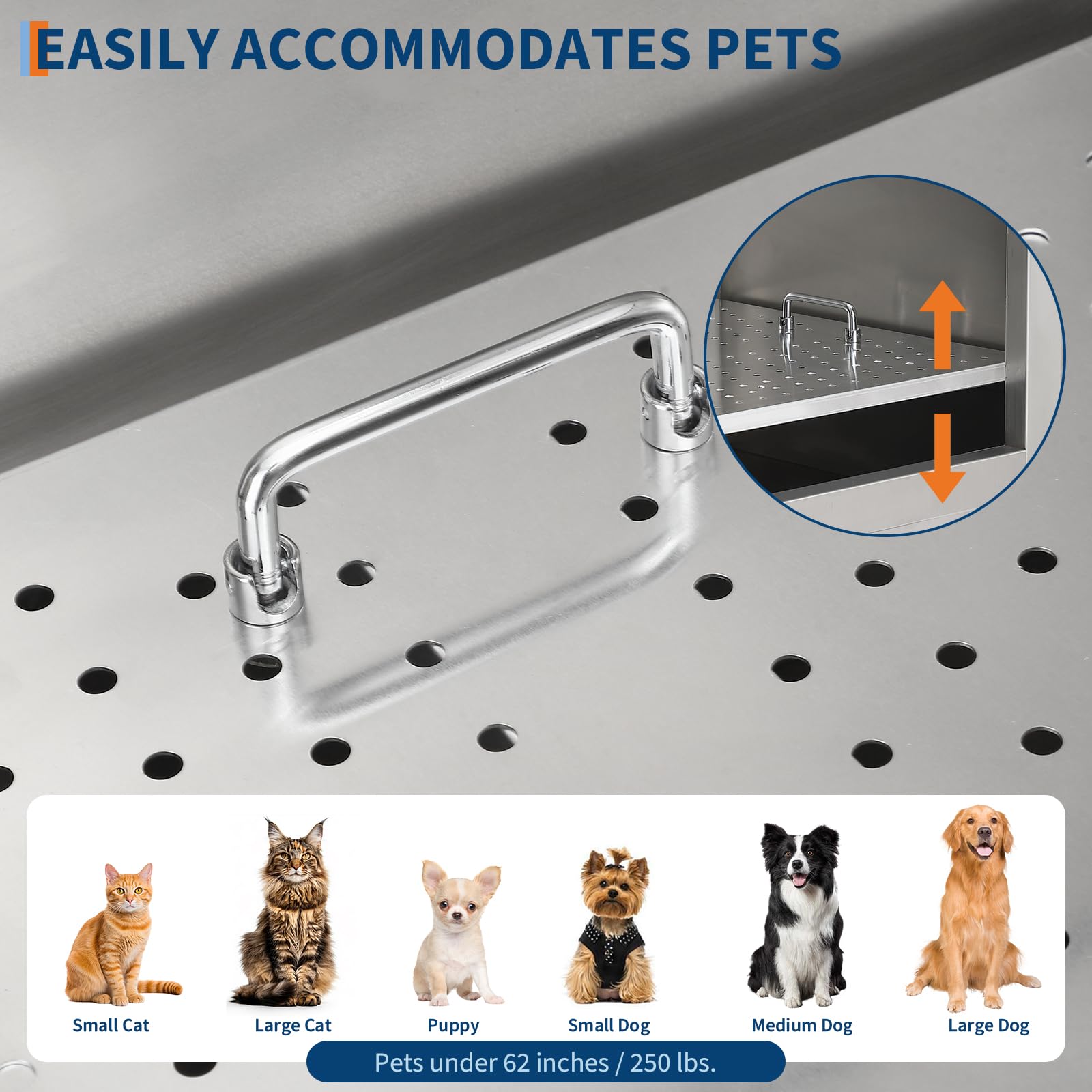 Garvee 50" Professional Stainless Steel Dog Washing Station with Ramp & Sliding Door, 304 Stainless Steel, Non-Slip Grate & Left Stairs, Grooming Salons & Home Use