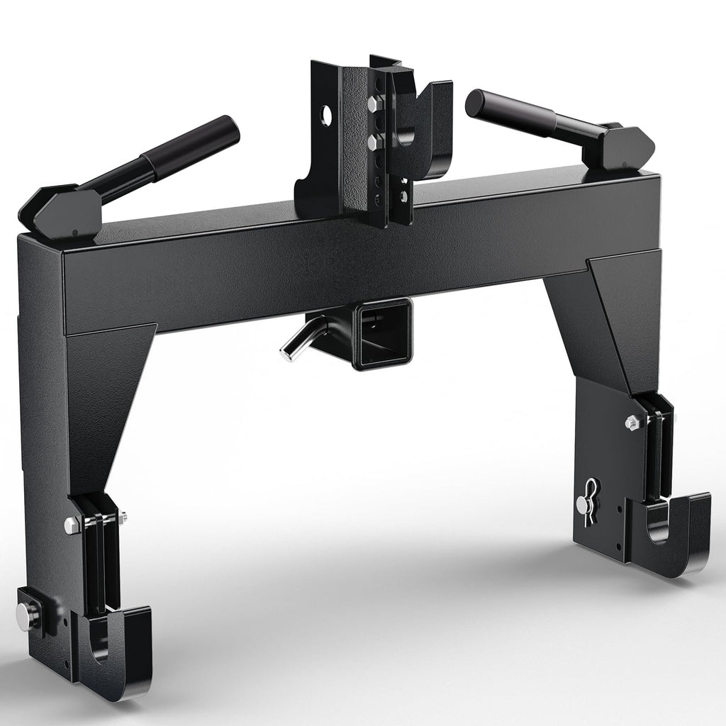 Garvee 3 Point Quick Hitch for Category 0 & 1 Tractors, 3000 LBS Lift, Heavy-Duty Steel, Easy Install, Dual Receivers, Black, Farm Use