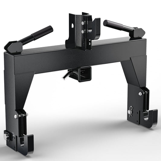 Garvee 3 Point Quick Hitch for Category 0 & 1 Tractors, 3000 LBS Lift, Heavy-Duty Steel, Easy Install, Dual Receivers, Black, Farm Use
