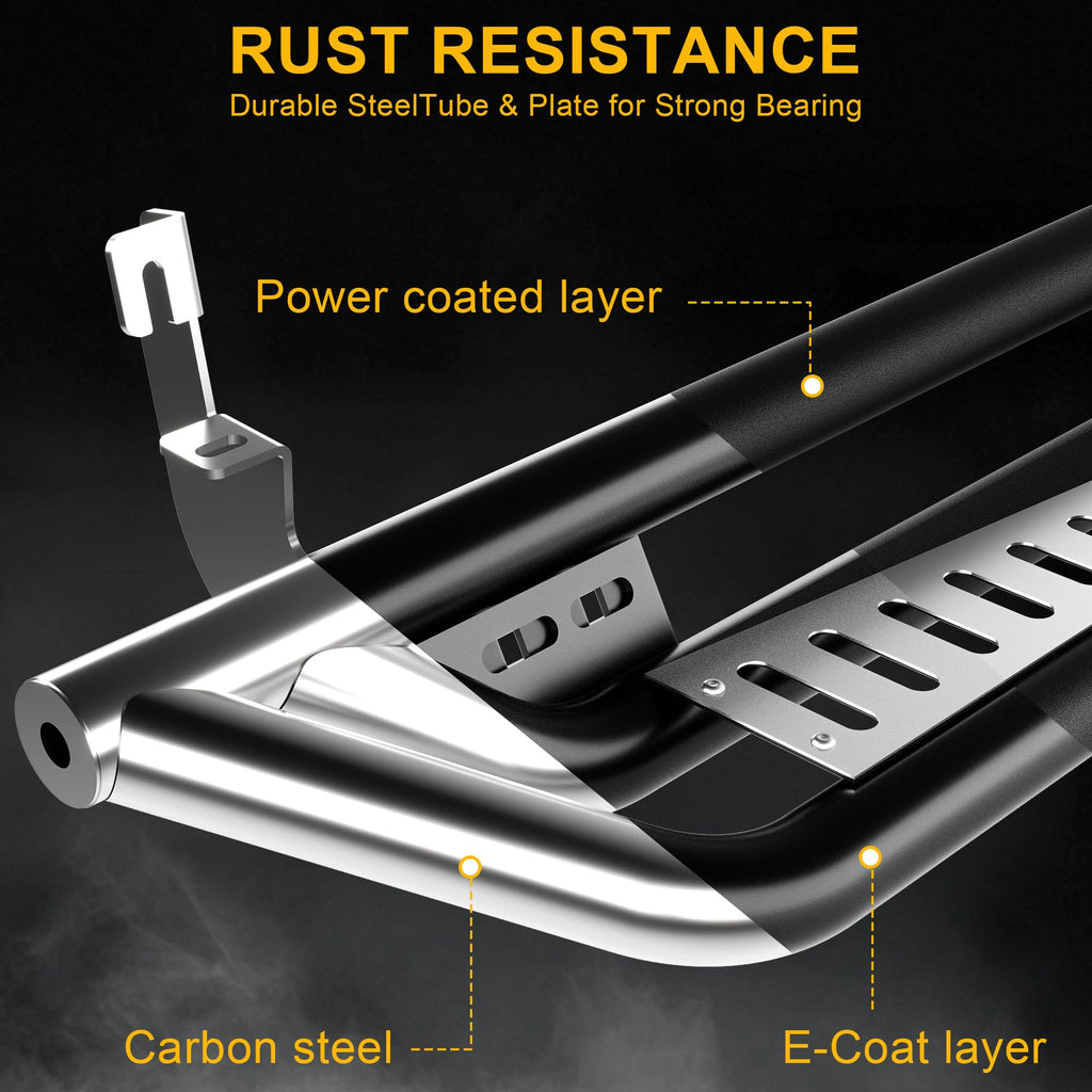 Garvee 6 Inch Running Boards 550LB Side Steps, Three-Tube Non-Slip Black Powder Coated Rock Sliders, Fits 2015-2025 Chevy Colorado/Canyon Crew Cab