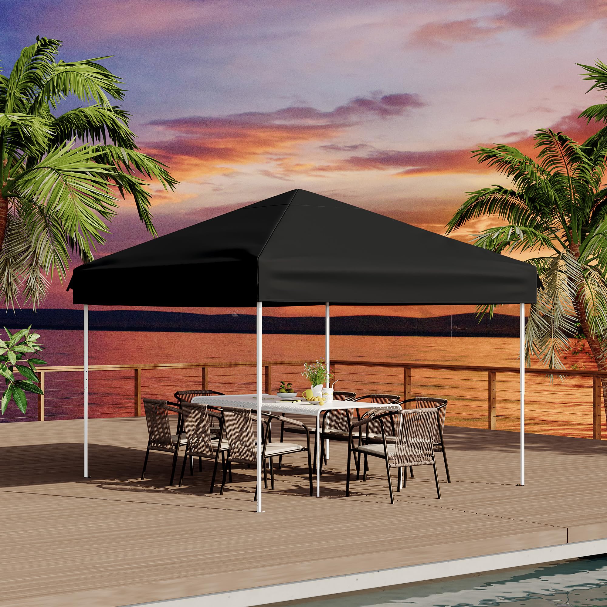 Garvee 10x10 Pop Up Canopy Tent – Waterproof with Sidewalls, Instant Setup Steel Frame, Durable Outdoor Shelter for Camping, Beach, Backyard, Party