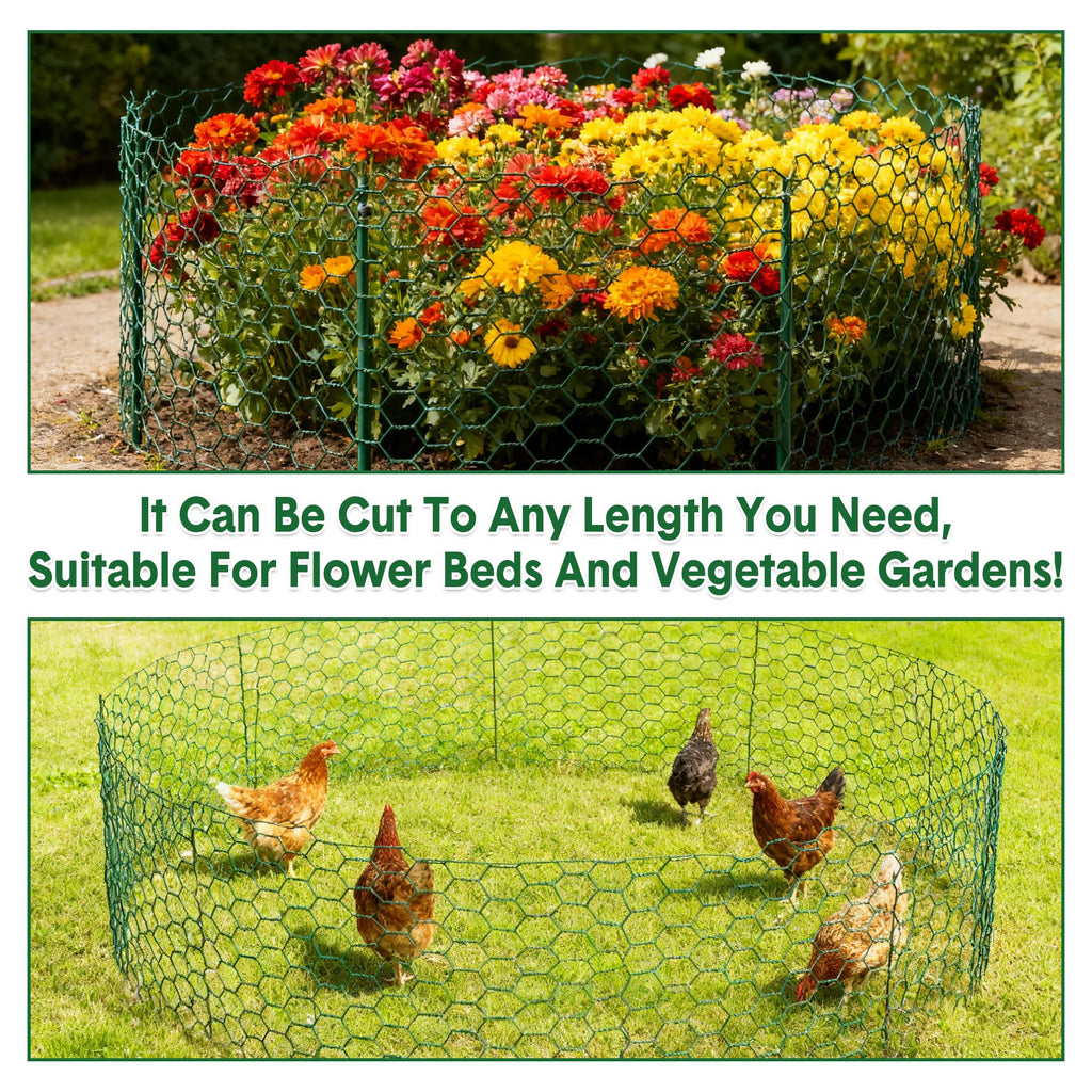 Garvee Garden Plant Protection Netting Kit Vinyl-Coated Wire Mesh Adjustable DIY Fence Cut-Resistant Gloves Pliers 1.3ft x 50ft Vegetables Flowers