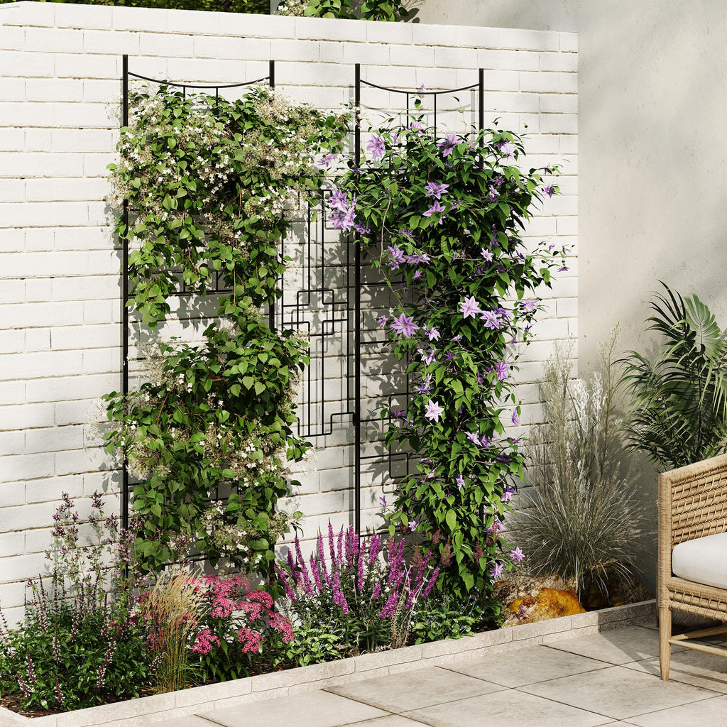 Garvee Elegant 2 Rack Baroque Iron Trellis for Climbing Plants, Rustproof Durable Support with Ergonomic Design, Easy Assembly, Black Finish for Garden & Indoor Use