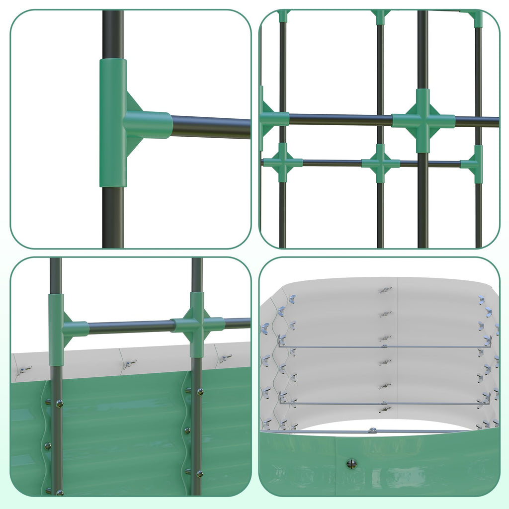 Garvee Galvanized Raised Garden Bed with 96" Vertical Arch Trellis - Rust-Resistant, Expandable Trellis - Steel, Plant Clips, Drainage Netting - Outdoor Garden, Patio, Green
