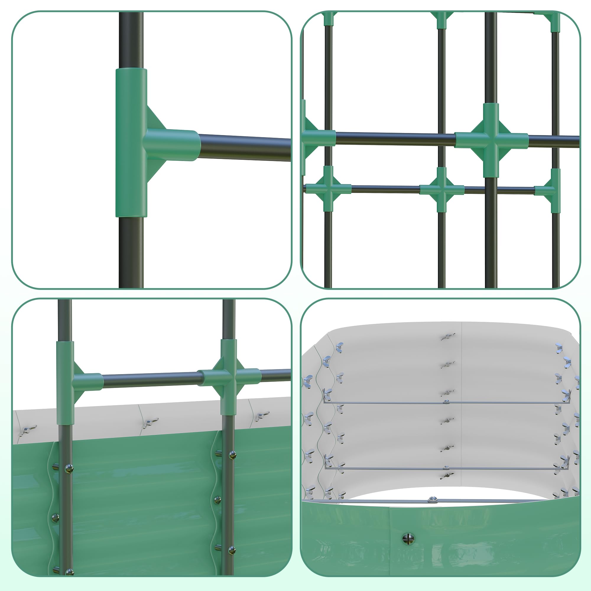 Garvee Galvanized Raised Garden Bed with 96" Vertical Arch Trellis - Rust-Resistant, Expandable Trellis - Steel, Plant Clips, Drainage Netting - Outdoor Garden, Patio, Green