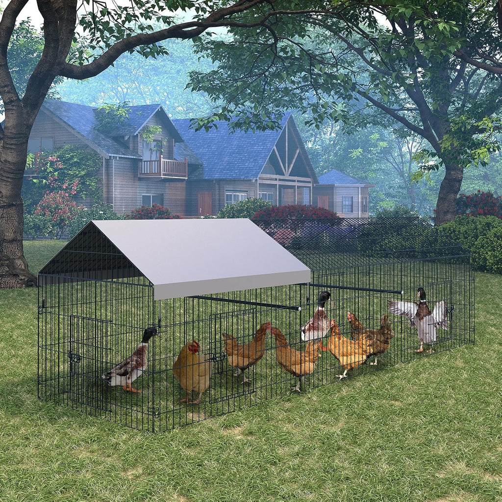 Garvee Chicken Coop 130 in ×40 in Chicken Runs for Yard with Cover Outdoor Metal Chicken Coop for Small Animals Duck Rabbit Hen