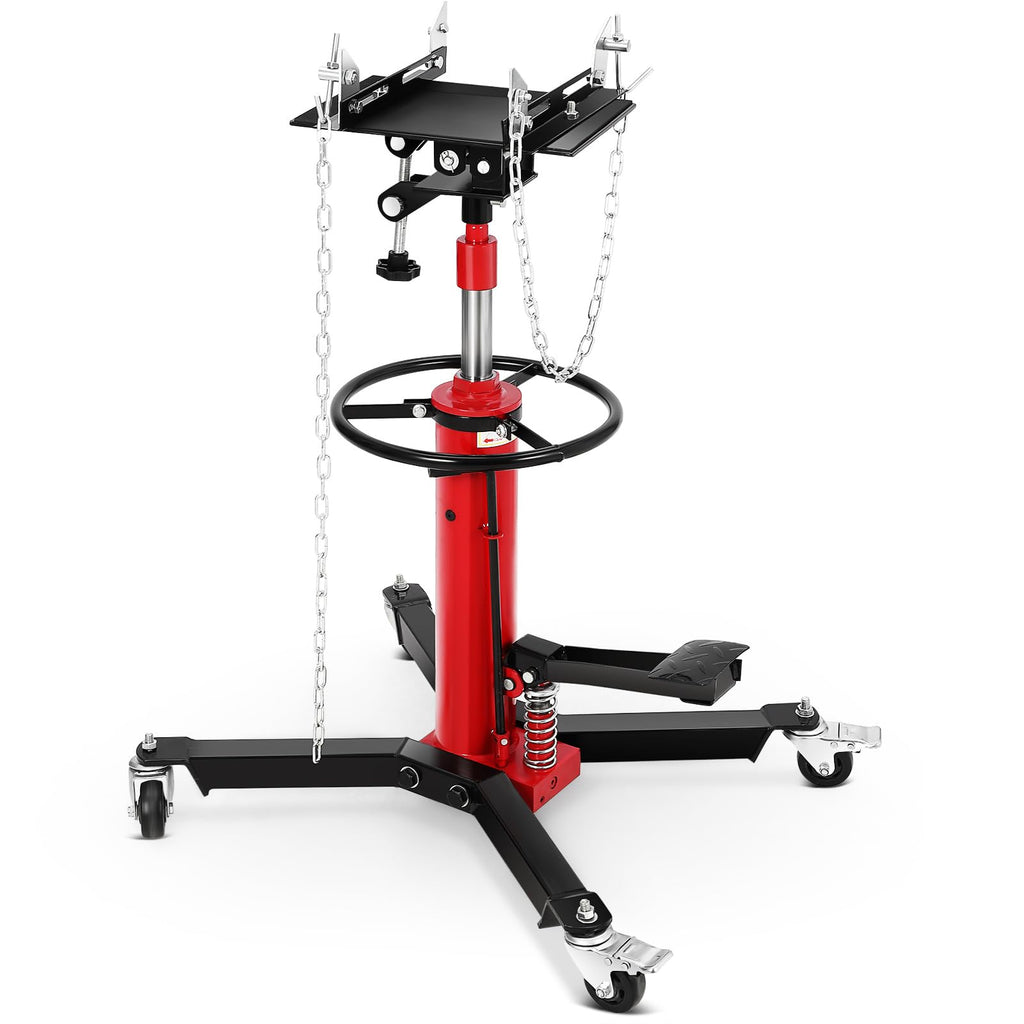 Garvee Transmission Jack 1100 lbs 2-Stage Hydraulic Steel Foot Pedal 360° Swivel Wheels Garage Use