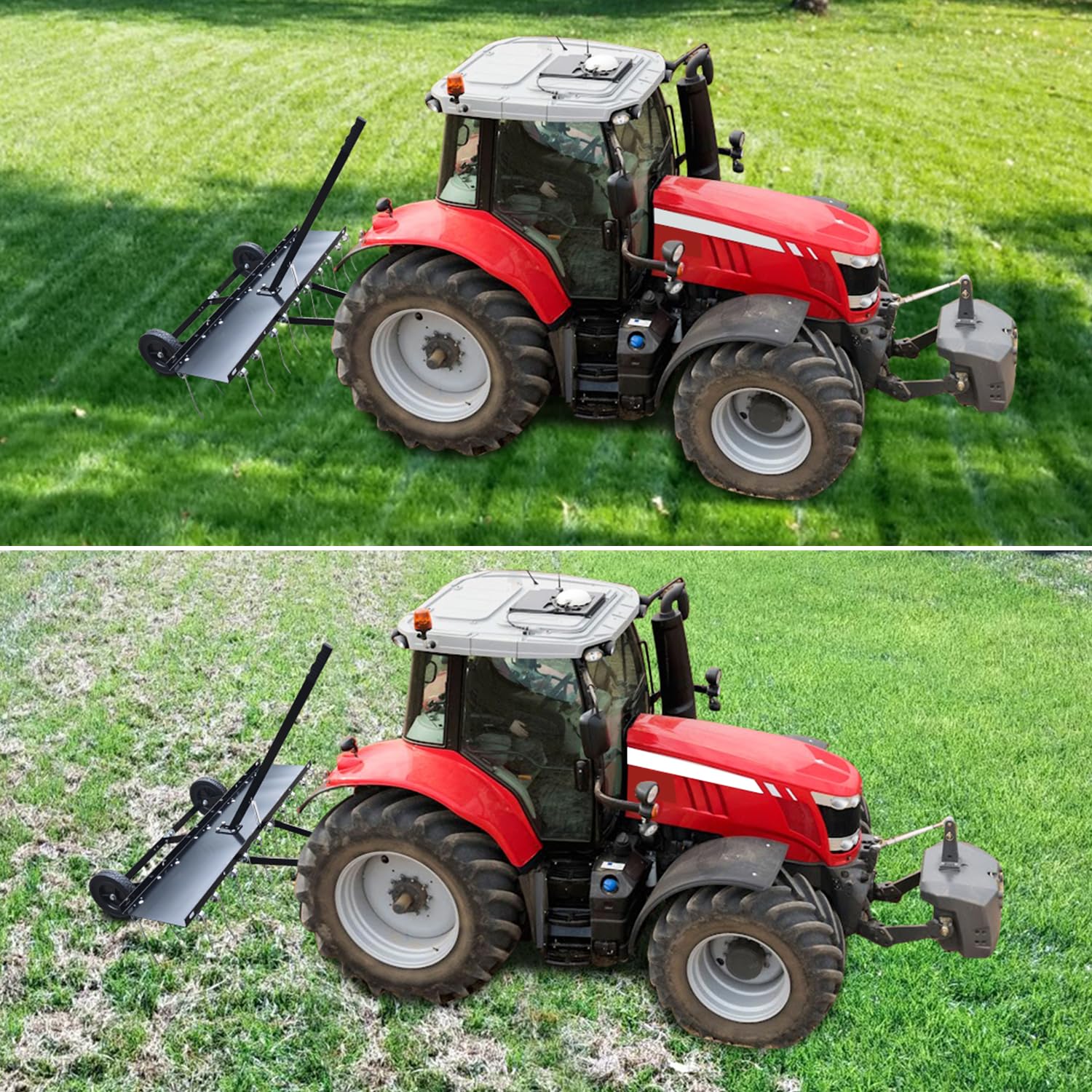 Garvee 45inch Tow Behind Dethatcher with 20 Spring Steel Tines, Heavy-Duty Lawn Rake, Rust-Resistant Steel Frame, Easy Hitch, Adjustable Height for Riding Mowers