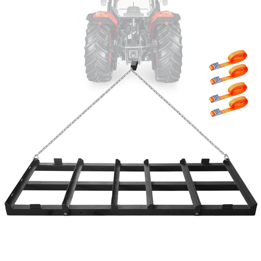 Garvee Drag Harrow Lawn Tractor 4Ft Heavy Duty Steel Chain Adjustable Width Tow Behind ATV Farm Field Garden