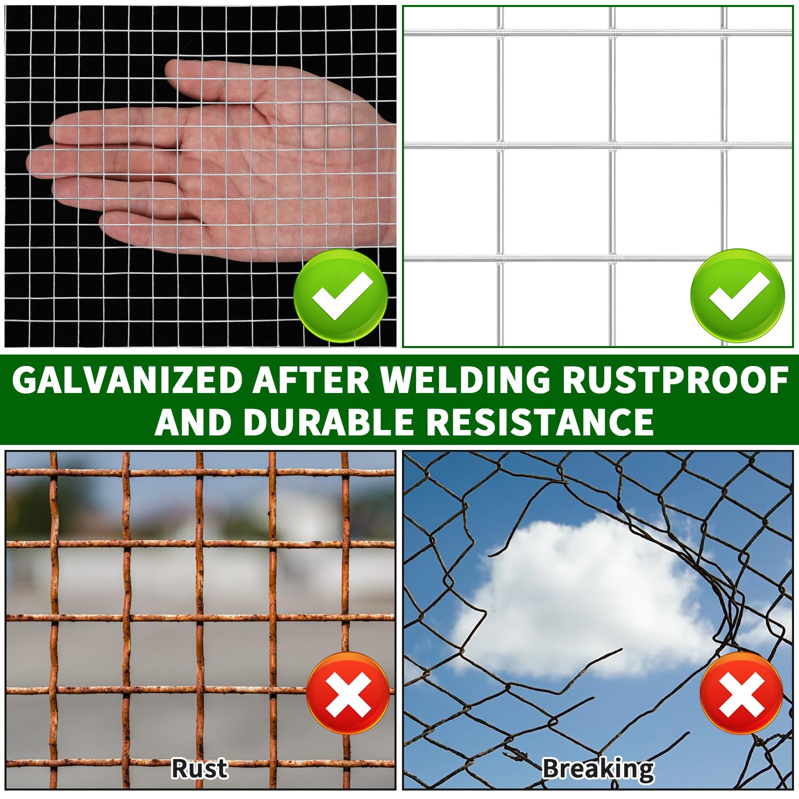 Garvee 19 Gauge Hardware Cloth 1/2 Inch Mesh 48INx100FT - Heavy-Duty Galvanized Steel, Rust-Resistant, Flexible DIY, Garden & Poultry Protection