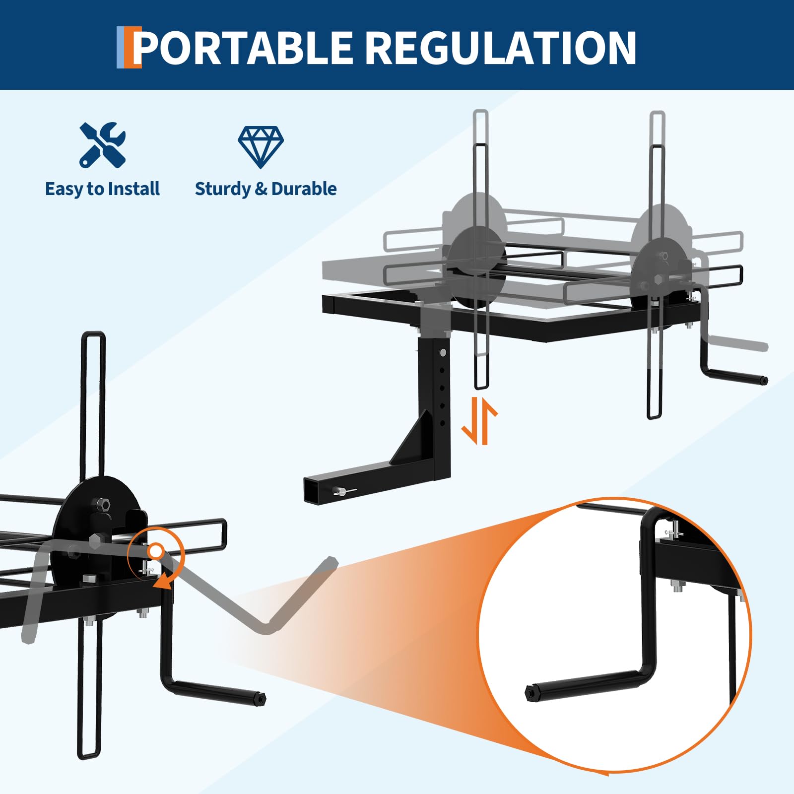 Garvee Versatile 1-Point Manual Implement Lift & Wire Unroller for ATV/UTV Tractors – 2" Receiver Hitch – Includes Mounting Bolts – Perfect for Plowing, Cultivating, Fence Stretching, Towing Implements, 2 Inch