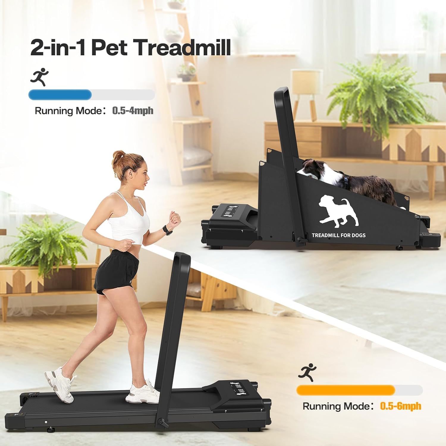 Garvee Dog Treadmill for Small and Medium Dogs, 2.5 Hp Foldable Pet Treadmill for Doggy Running Machine, 2 in 1 Foldable Pet Pacer Treadmill Pad with LED Display for Home Use, Black