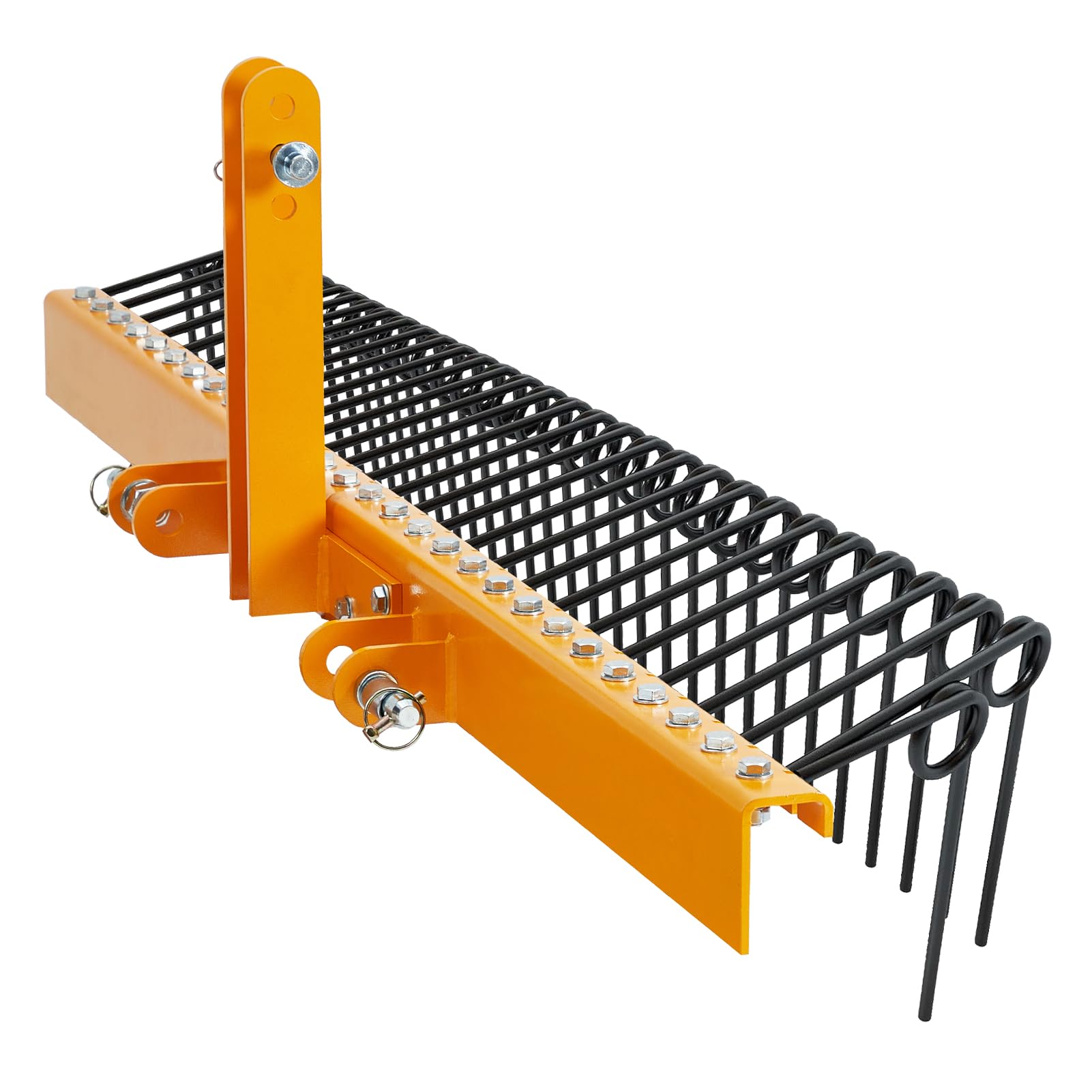 GARVEE 72" Pine Straw Rake - 30 Spring Tines, Powder Coated Steel, 3-Point Hitch Cat 0/1 (Tow Behind for Yard Cleanup/Dethatching)