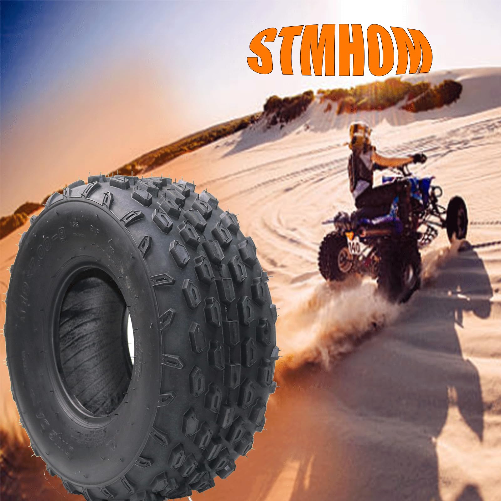 Garvee Set of 2 19x7-8 ATV UTV Mini Bike Tires Tubeless 4PR Sport-Racing Durable Rubber Aggressive Tread Off-Road