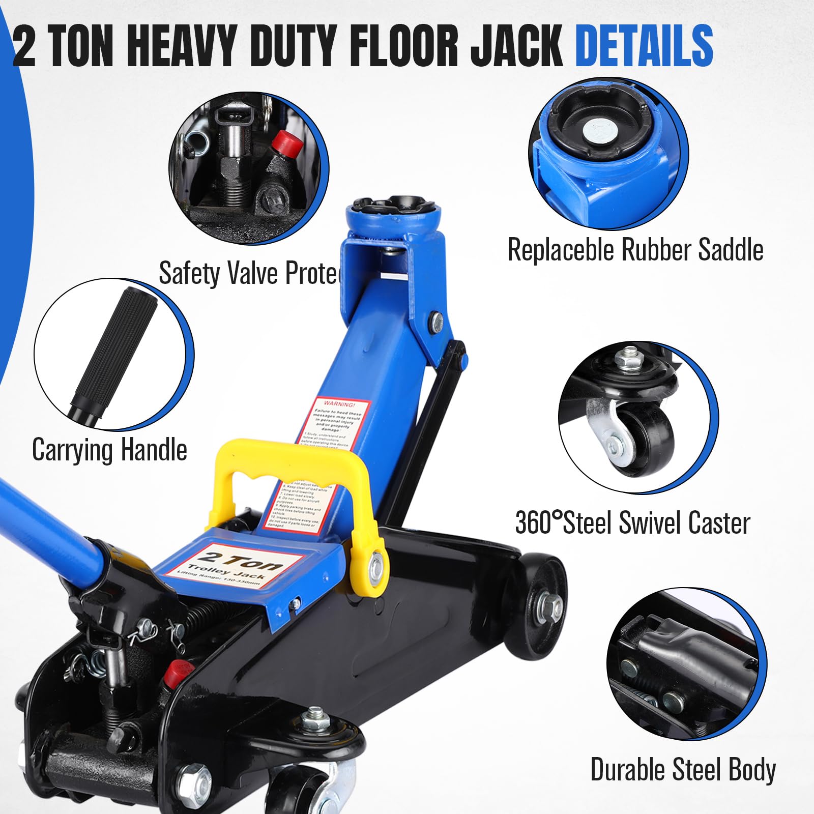 Garvee 2 Ton Hydraulic Floor Jack, Low Profile 4400 Lbs Car Jack, Portable Car Lift Jack, Quick Lift Pump, Heavy Duty Steel Car Hydraulic Trolley Jack , Lift Range 3.35"-13"