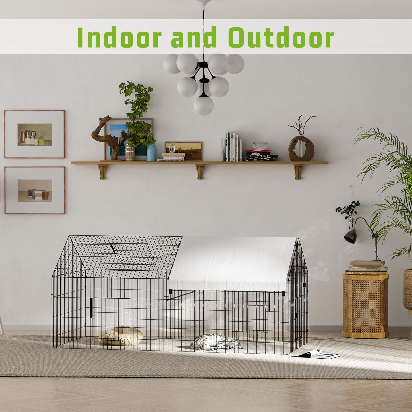 GARVEE 7.1'x3.2'x3.2' Large Walk-in Chicken Coop - Galvanized Steel with Waterproof Cover & Security Lock, Ventilated Outdoor Design